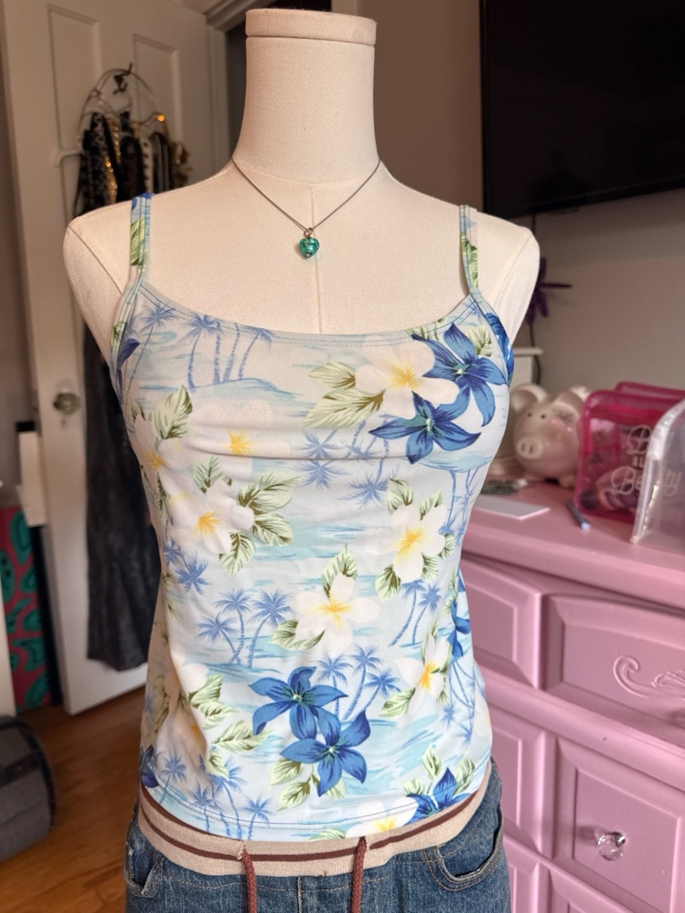 Vintage hibiscus Blue Tankini Women's
